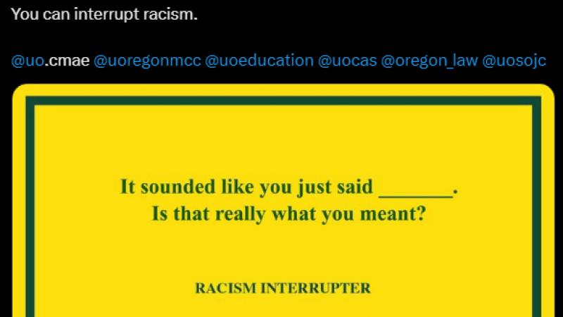 University of Oregon "Racism Interrupter" prompt