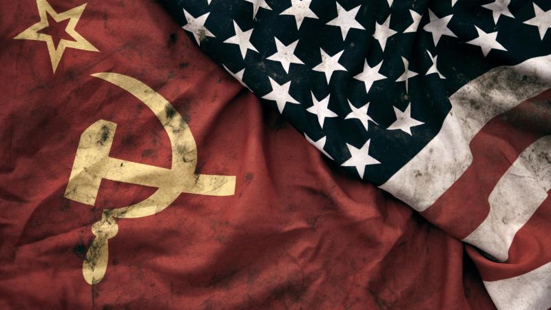 Grungy Flags of Soviet Union and USA
