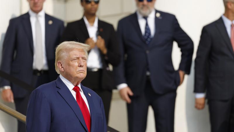 ARLINGTON, VIRGINIA - AUGUST 26, 2024 - Donald Trump Attends Wreath Laying Ceremony At Arlington National Cemetery