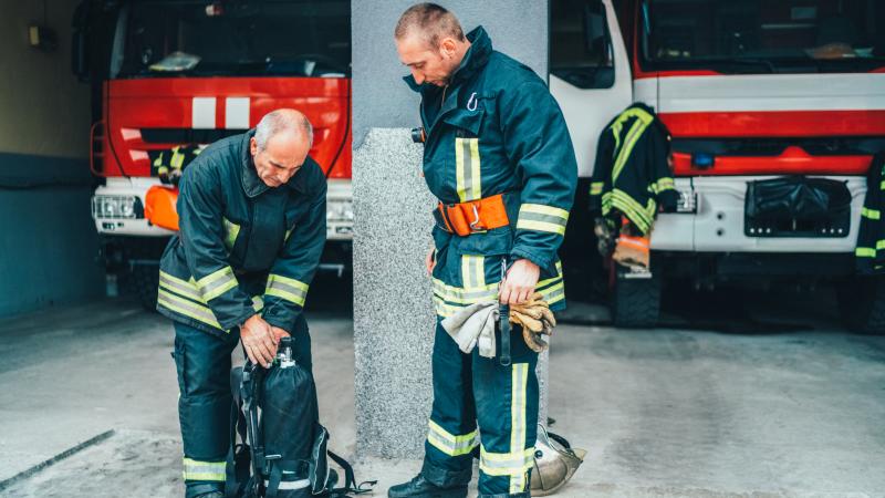 Firefighters ready for rescue - stock photo  