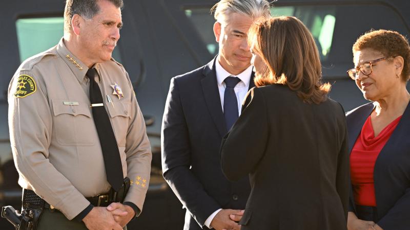 Rob Bonta greets Kamala Harris