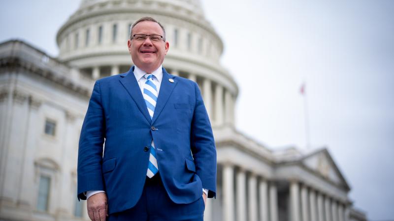 Rep.-elect Tim Moore (R-NC) poses for a photograph after joining other congressional freshmen of the 119th Congress for a group photograph on the steps of the House of Representatives at the U.S. Capitol Building on November 15, 2024 in Washington, DC. New members of congress are in-town for an orientation program to help them prepare for their upcoming roles.