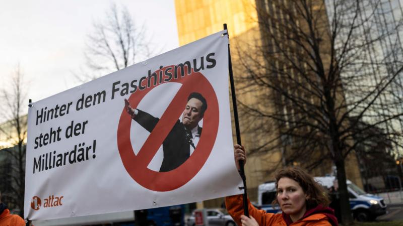 Anti-Elon Musk protests at WELT Economy Summit
