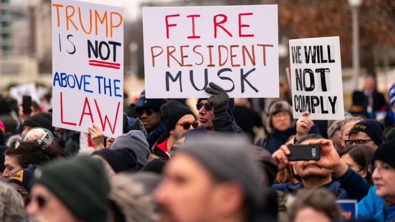 Federal workers protest Elon Musk, Department of Government Efficiency, Donald Trump