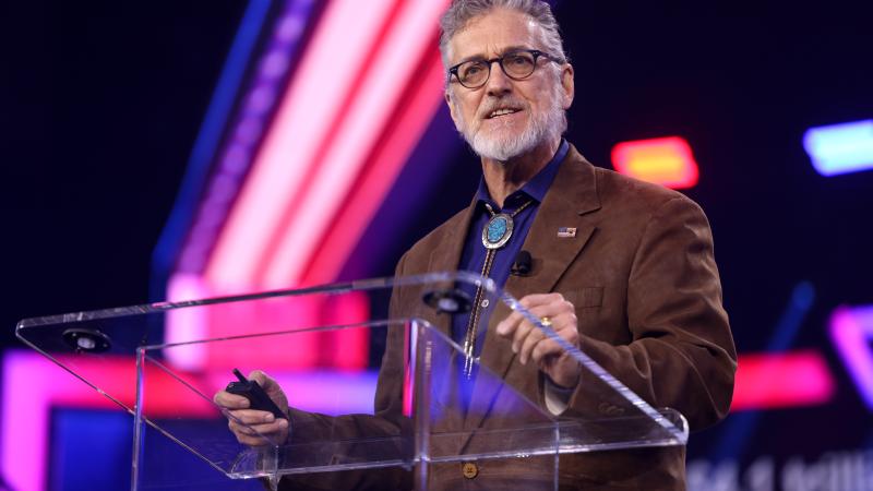 Kevin Freeman speaking with attendees at the 2024 AmericaFest at the Phoenix Convention Center in Phoenix, Arizona.