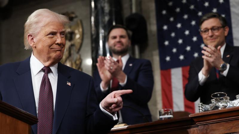U.S. President Donald Trump addresses a joint session of Congress at the U.S. Capitol on March 04, 2025 in Washington, DC.