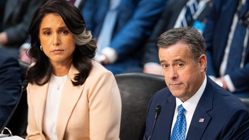 Director of National Intelligence Tulsi Gabbard and CIA director John Ratcliffe testifies during the Senate Select Intelligence Committee hearing on "Worldwide Threats" in the Hart Senate Office Building on Tuesday, March 25, 2025.
