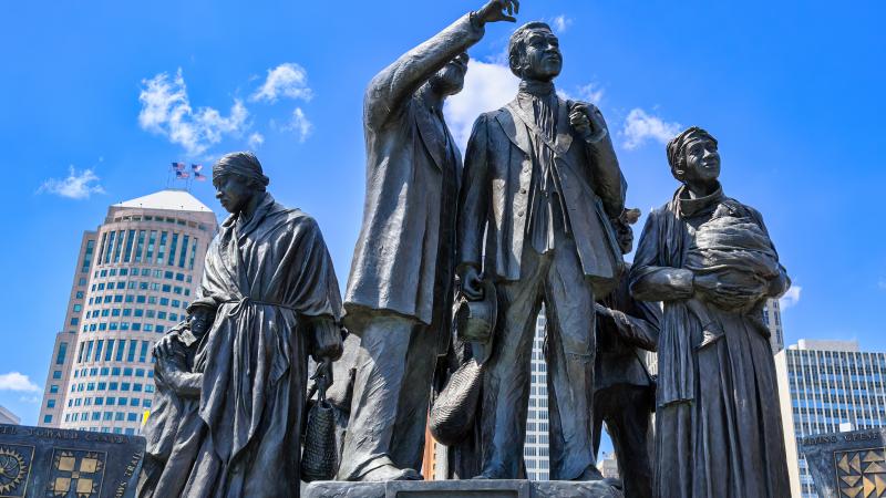 Gateway to Freedom International Memorial, a metal sculpture commemorating the Underground Railroad