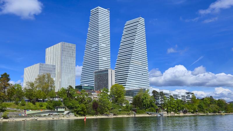 Roche Headquarters with a general View of the Tower Office Buildings. Hoffman-La Roche, Towers, HQ, Headquarter, Zentrale, Türme, Mandoga Media Germany