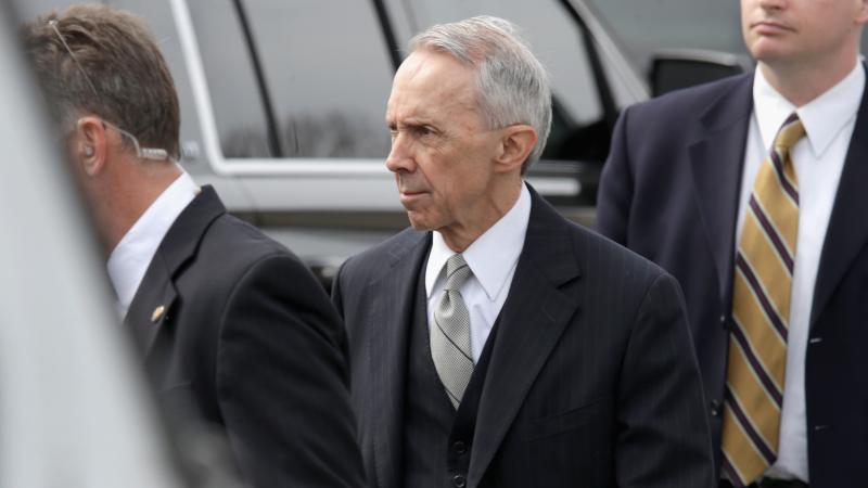 Former U.S. Supreme Court Associate Justice David Souter (C) leaves the Basilica of the National Shrine of the Immaculate Conception after attending Associate Justice Antonin Scalia's funeral February 20, 2016 in Washington, DC. 