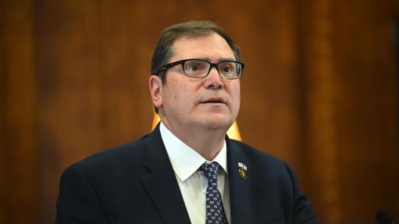 U.S. Attorney for the Northern District of New York John A. Sarcone III delivers a speech after being sworn in by Judge Brenda K. Sannes during a ceremony on Monday, March 17, 2025, at the James T. Foley U.S. Courthouse in Albany, N.Y.