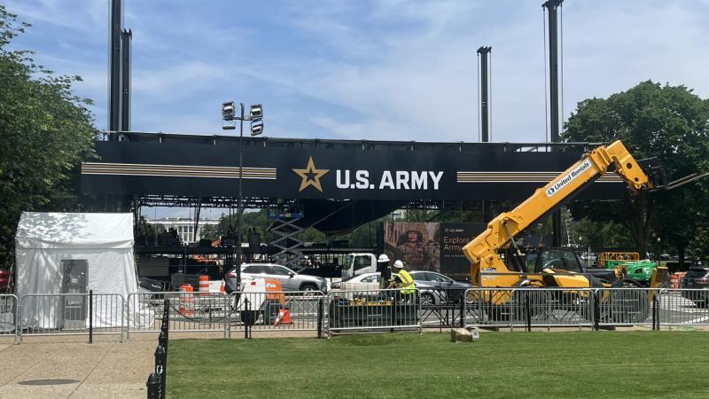 Stage set up for Army 250 birthday