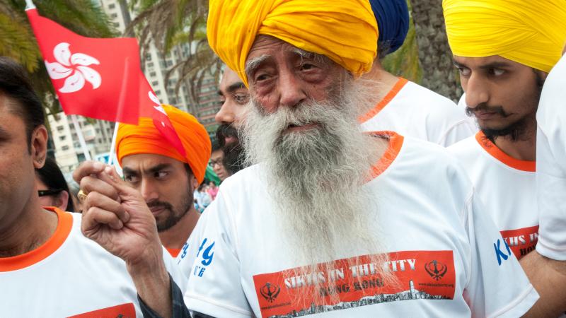 Fauja Singh, 101-years-old, participates in the 10K run, during the 2013 Hong Kong Marathon on February 24, 2013 in Hong Kong.