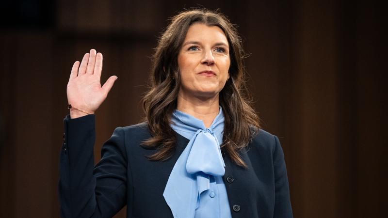 Whitney Hermandorfer, nominee to be United States Circuit Judge for the Sixth Circuit, is sworn in during her confirmation hearing in the Senate Judiciary Committee in the Hart Senate Office Building on Wednesday, June 4, 2025. 