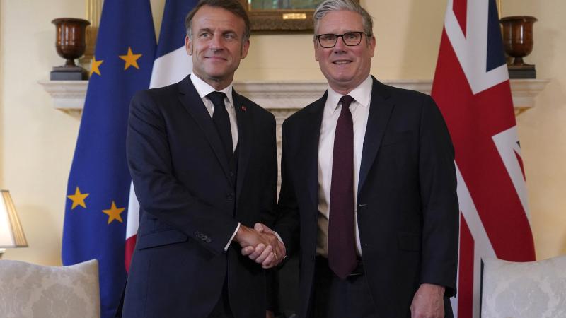 Starmer and Macron Shake Hands