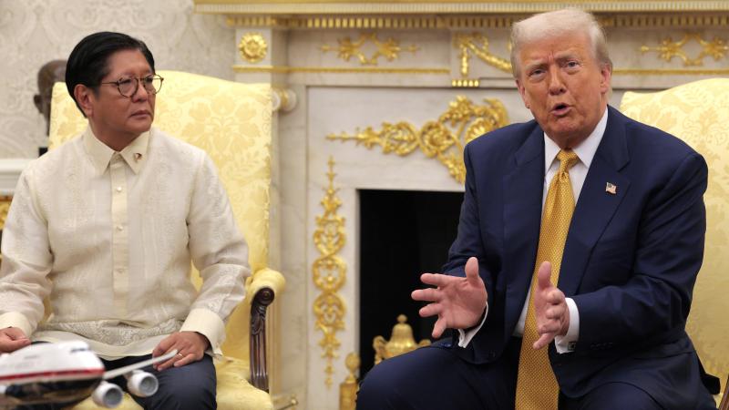 President Donald Trump meets with Philippine President Ferdinand Marcos Jr. in the Oval Office at the White House on July 22, 2025 in Washington, DC.