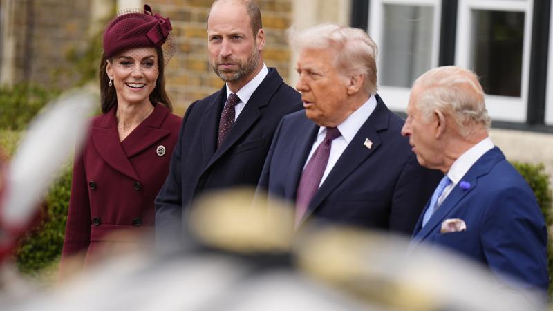 Catherine, Princess of Wales and William, Prince of Wales, U.S. President Donald Trump and King Charles III during the State visit by the President of the United States of America at Windsor Castle on September 17, 2025 in Windsor, England