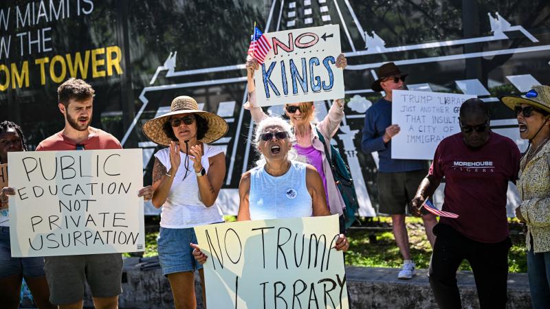 Trump presidential library protest