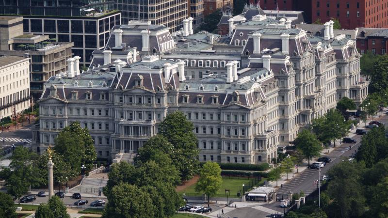 The Eisenhower Executive Office Building is seen from the Washington Monument on June 3, 2025 in Washington, DC. 