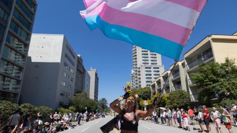 Transgender pride flag at Vancouver Pride Parade