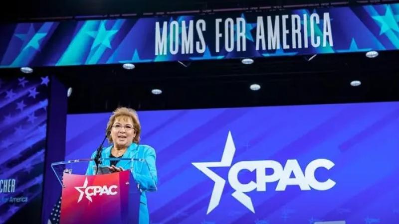 Kimberly Fletcher, president and founder of Moms for America, speaking at CPAC 2025