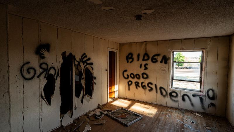 Graffiti about President Biden in a Texas hotel