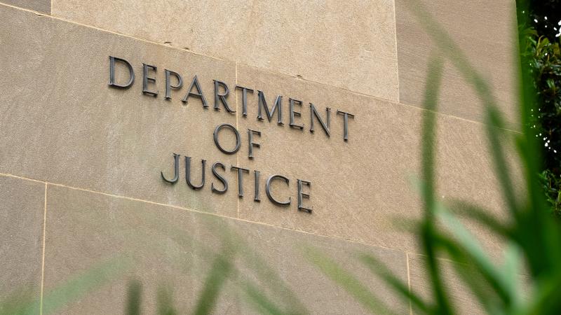 The exterior of the United States Justice Department. 