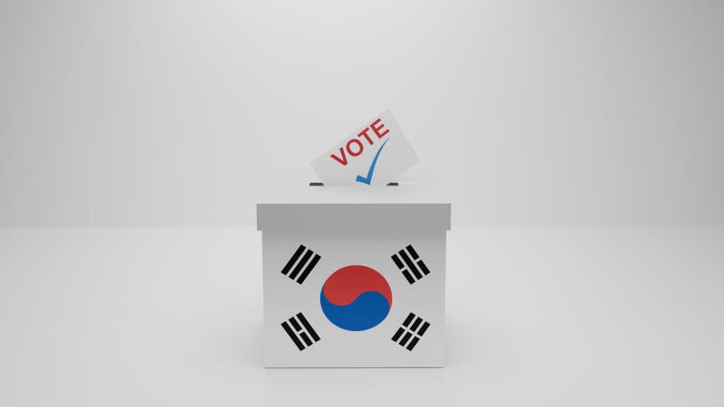 South Korea General Election Voting Concept with Flag