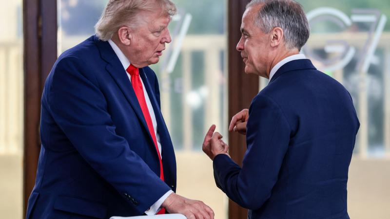 Donald Trump and Mark Carney at the G7 summit 