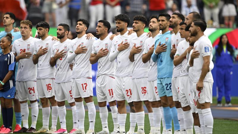  Belgium vs Iran - FIFA World Cup 2026 LOS ANGELES, USA - JUNE 21 : Team of Iran during national anthem during the FIFA World Cup 2026 Group G match between Belgium and Iran at the SOFI STADIUM 
