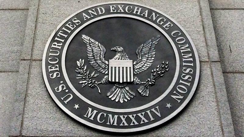 The badge in front of the SEC Headquarters in Washington