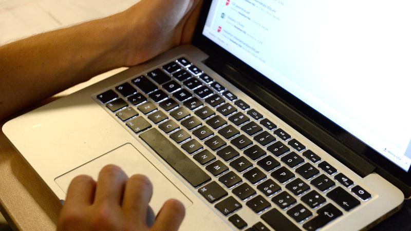 person on computer 