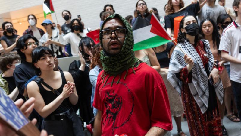 "Gaza Solidarity Encampment" at The New School in New York, accused of antisemitic harassment