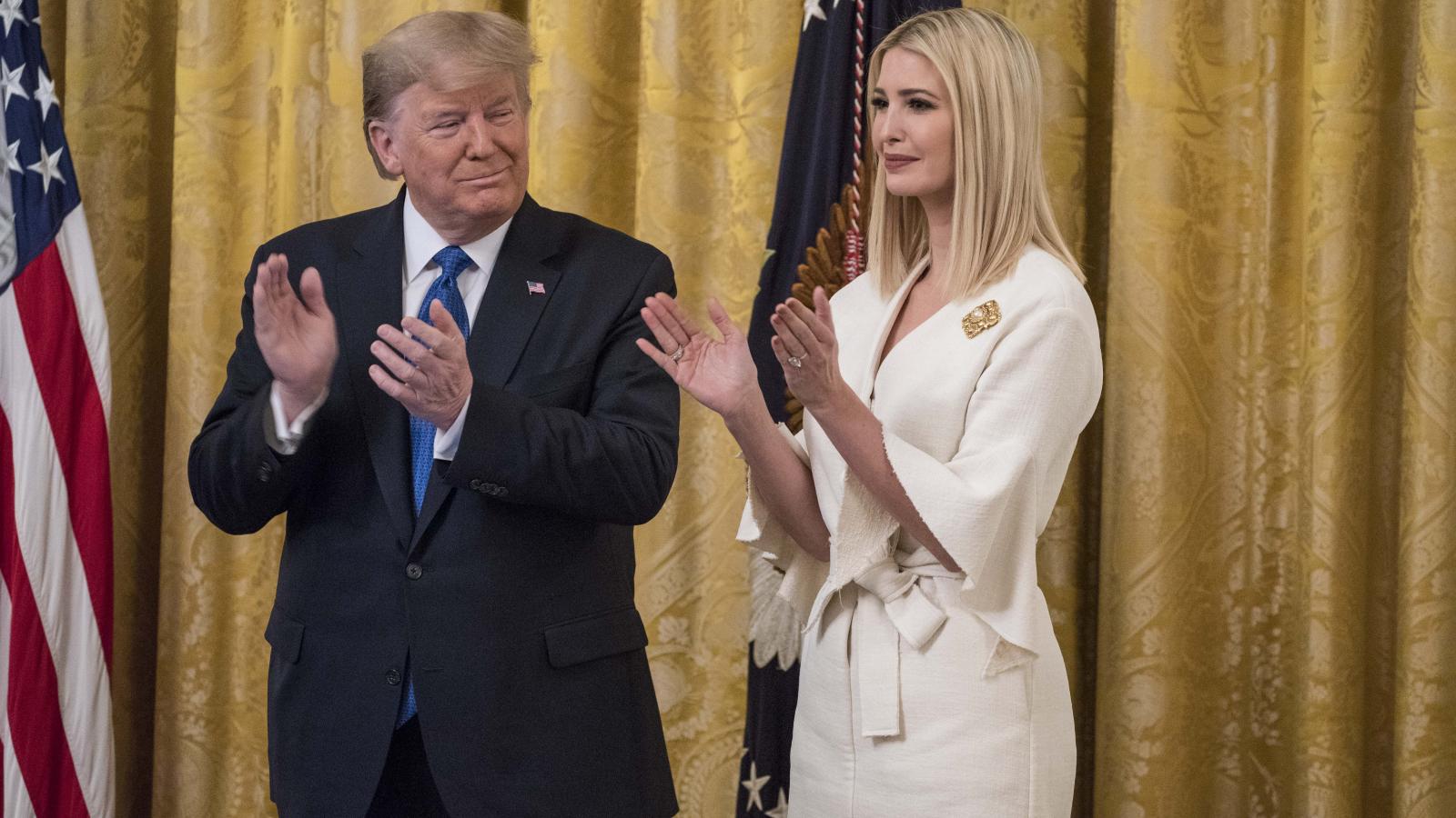 WASHINGTON, DC - JANUARY 31: US President Donald Trump and Senior Advisor to President Trump, Ivanka Trump participate in the "White House Summit on Human Trafficking: The 20th Anniversary of the Trafficking Victims Protection Act of 2000" event in the East Room of the White House on January 31, 2020 in Washington, DC. 