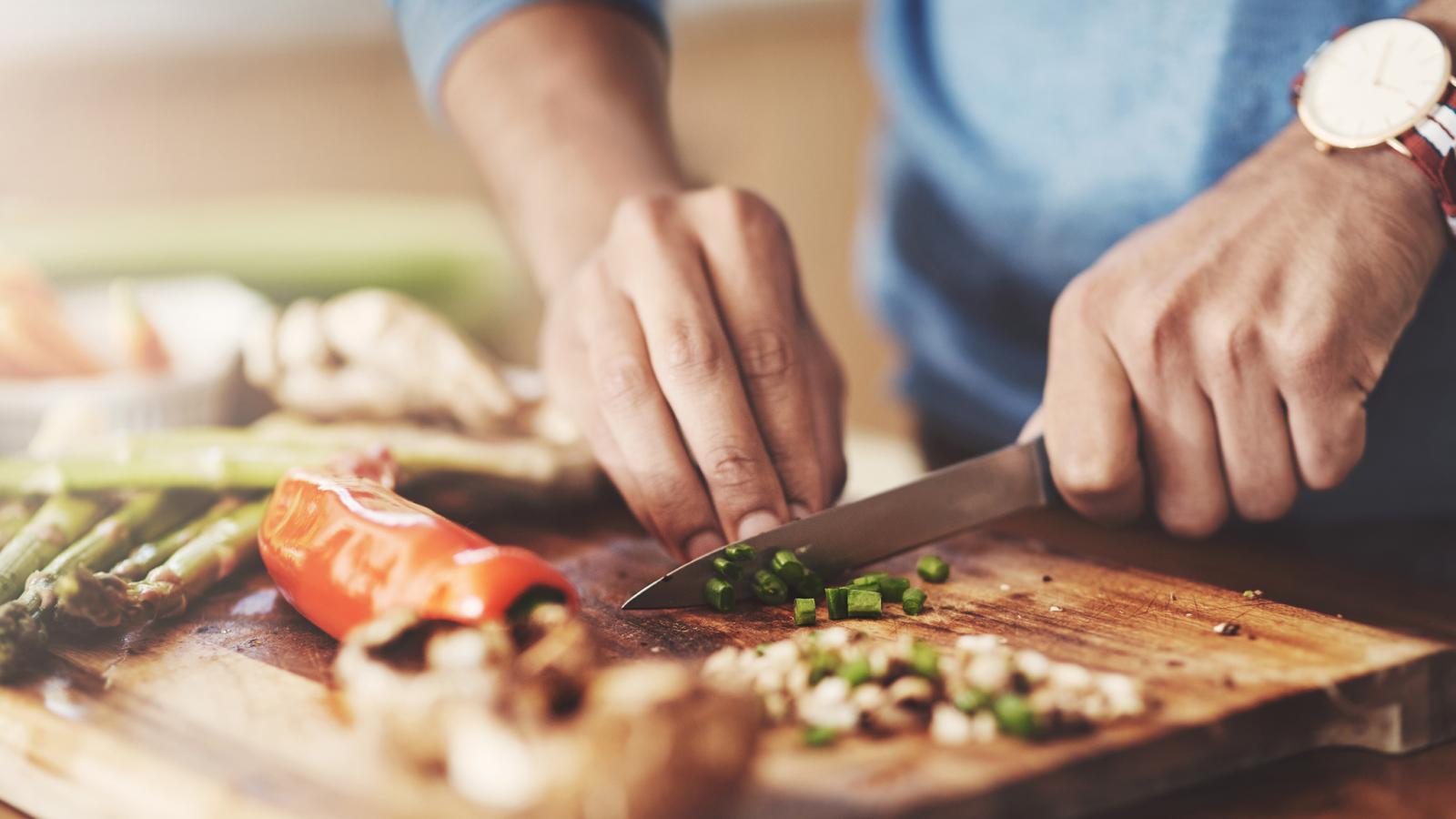 Food prep in a home kitchen.