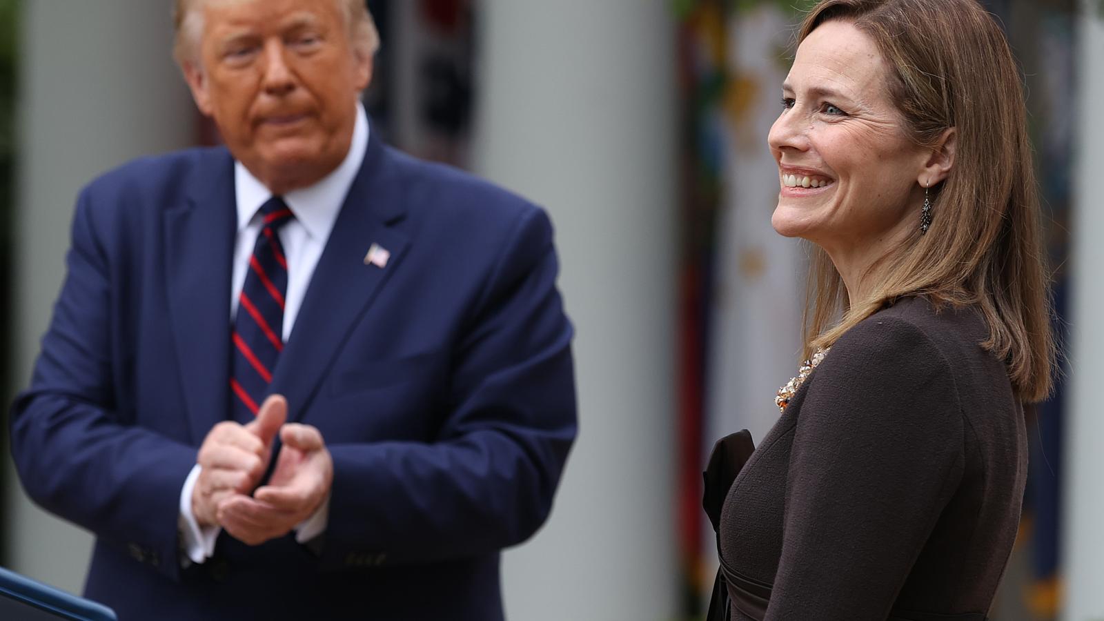 President Donald Trump introduces 7th U.S. Circuit Court Judge Amy Coney Barrett as his nominee to the Supreme Court in the Rose Garden at the White House.