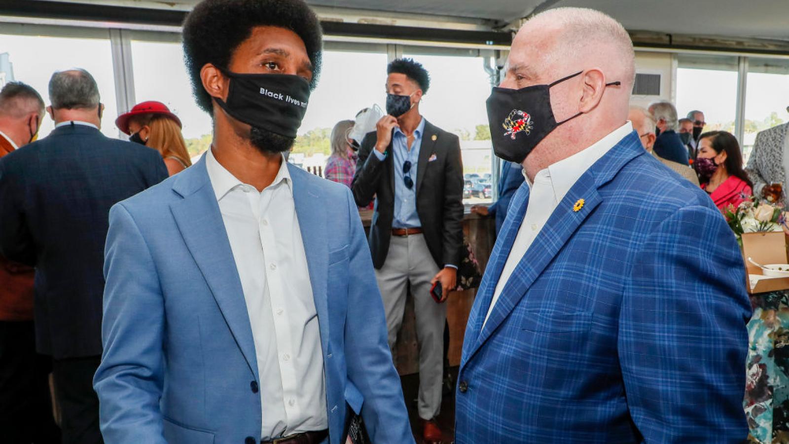 Baltimore Mayor Brandon Scott with Maryland Governor Larry Hogan