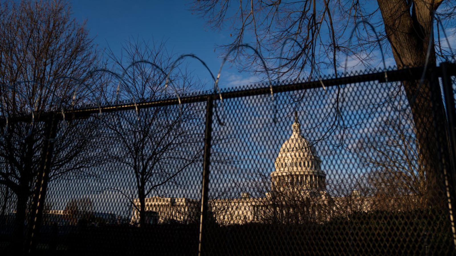 The U.S. Capitol behind security fencing