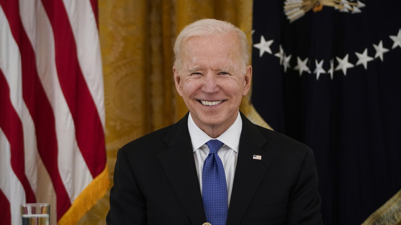 U.S. President Joe Biden speaks briefly to the press at the start of a cabinet meeting in the East Room of the White House on April 1, 2021 in Washington, DC.
