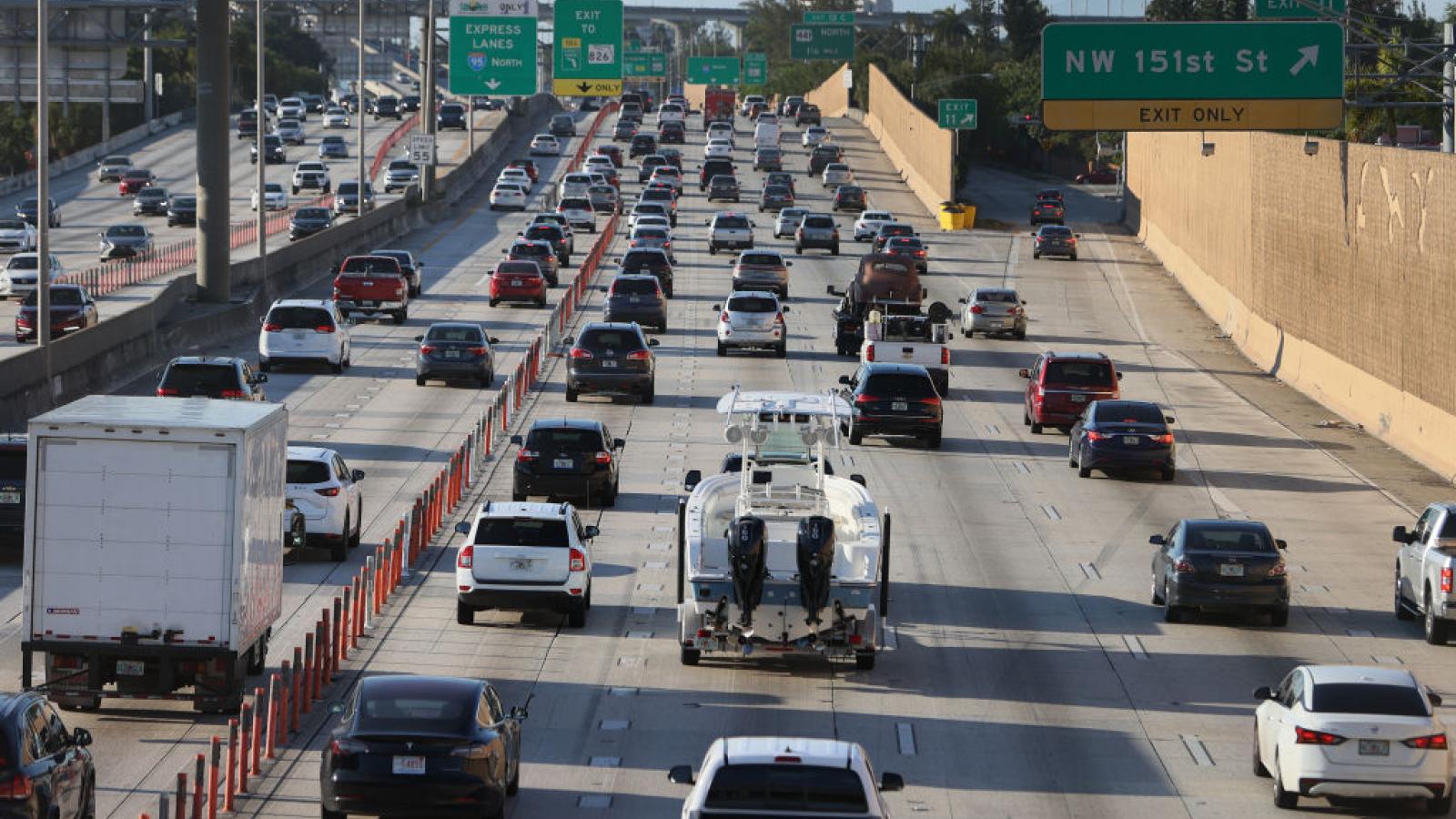 Travelers on I-95 in Miami, Fl., May 27