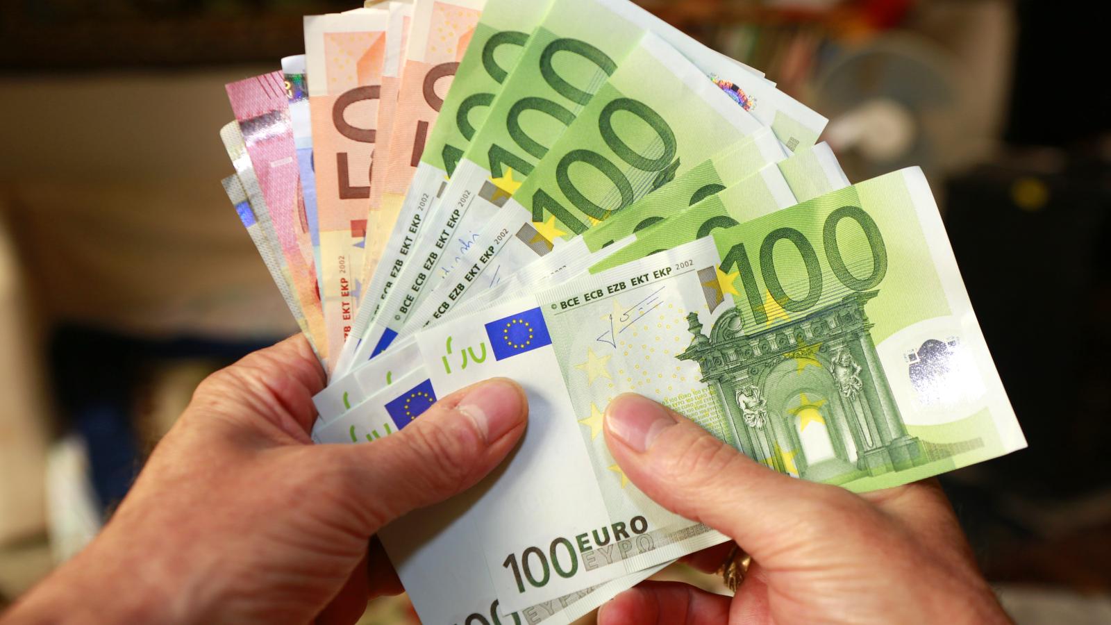 Handful of Euros, stock photo