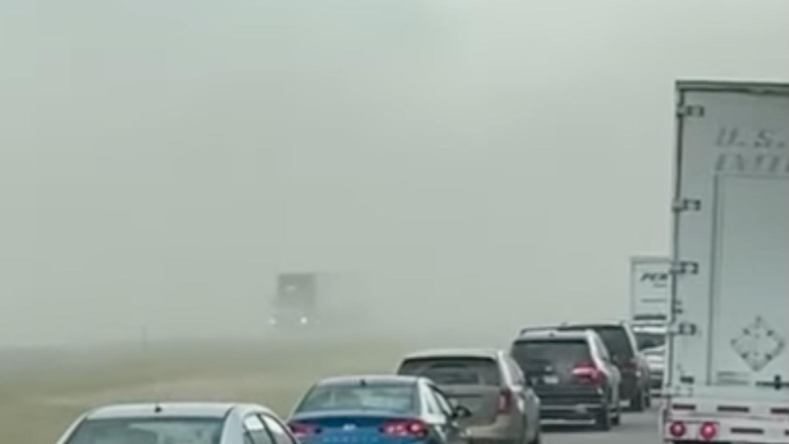 Near-invisible conditions prior to the crash on Interstate 90