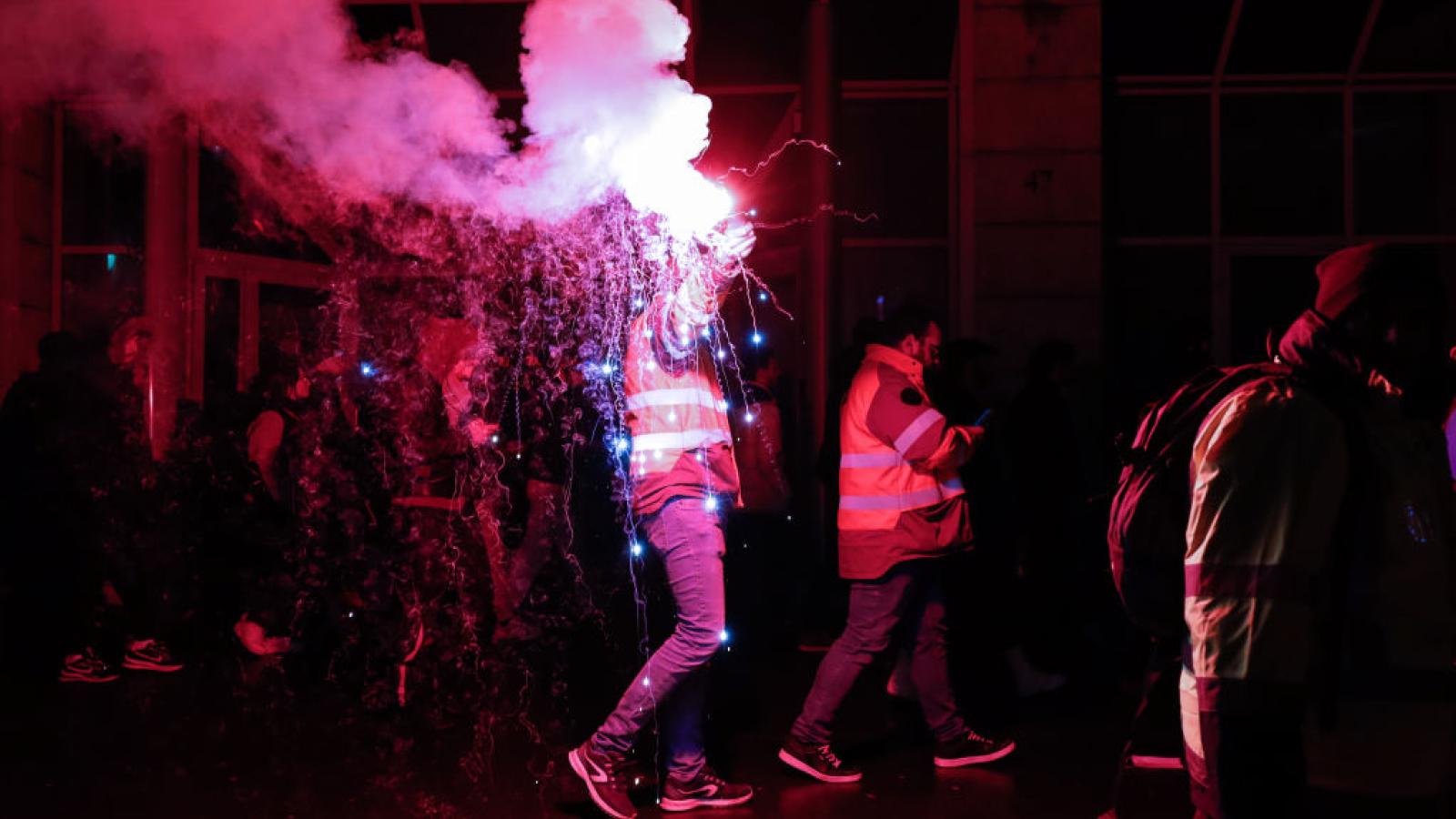 A protester in Paris, France, Jan. 19