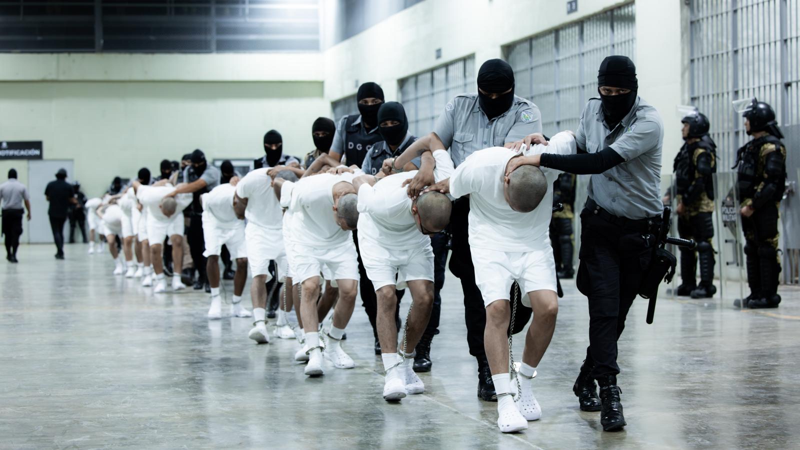 More than 250 suspected gang members arrive in El Salvador by plane, including 238 members of Venezuela's Tren de Aragua gang and 23 members of the MS-13 gang, who were deported to El Salvador by the US in San Salvador, El Salvador on March 16, 2025