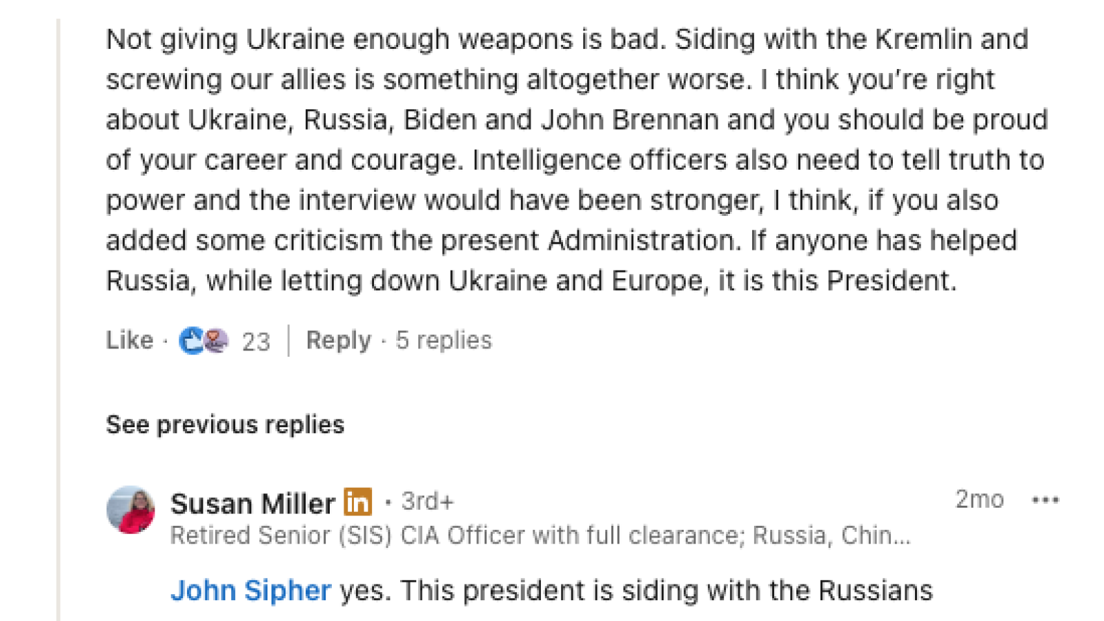 Susan Miller - Siding with the Russians