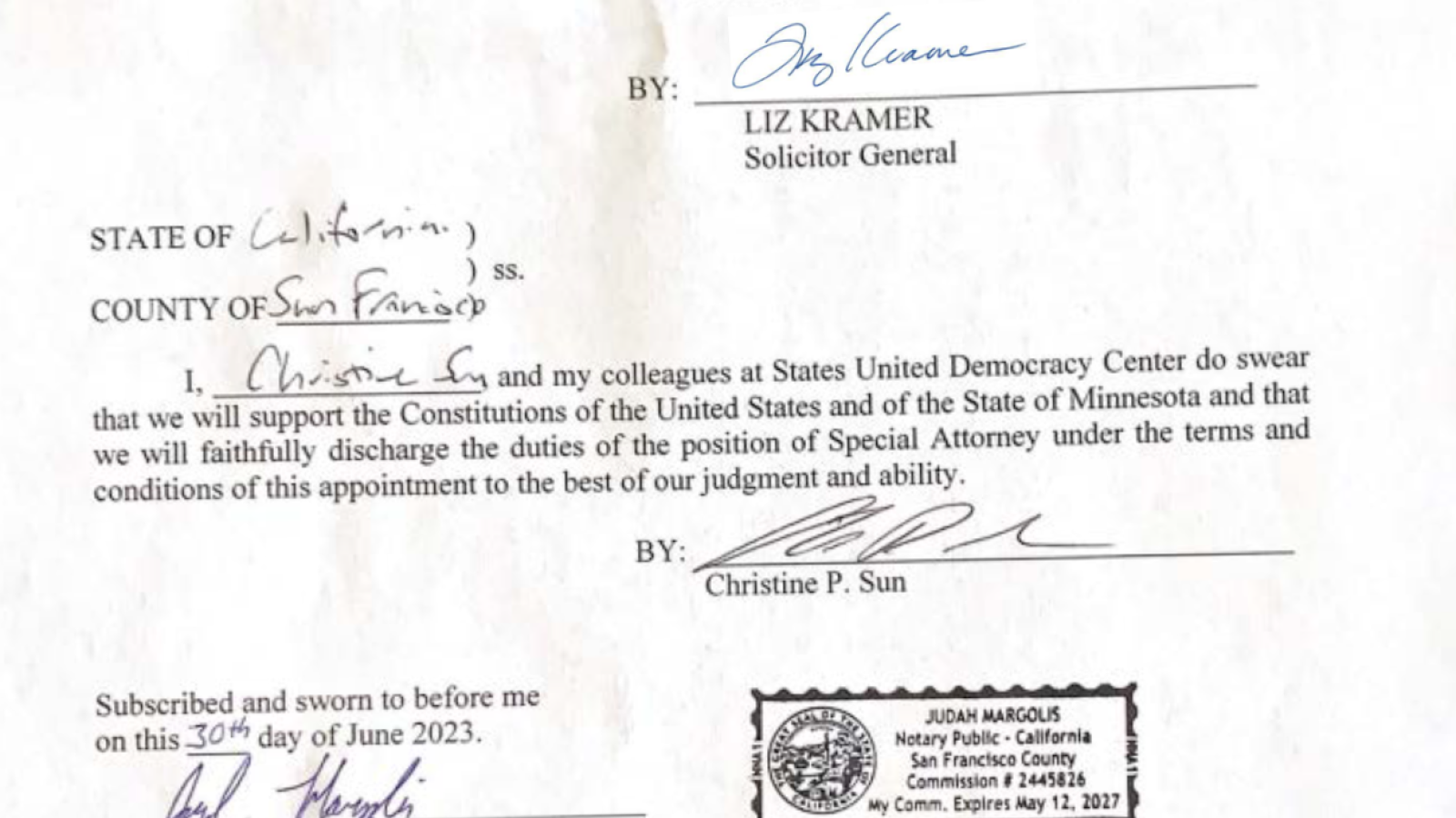 Minnesota AG Keith Ellison Contract with SUDC