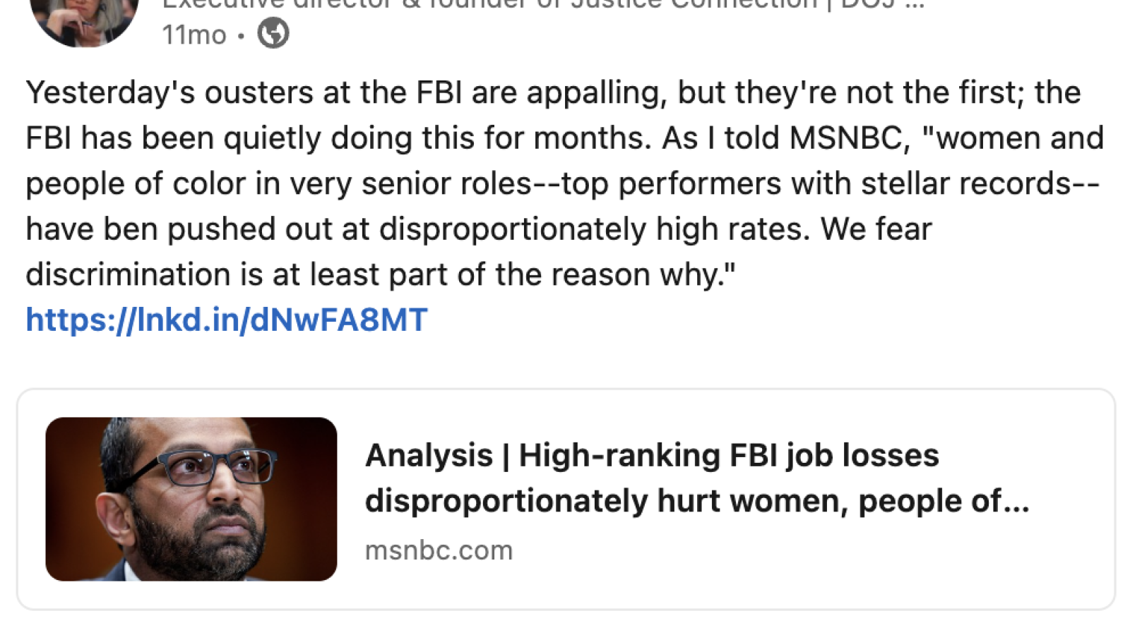 A former DOJ employee heavily criticizes mass firings at the Bureau.