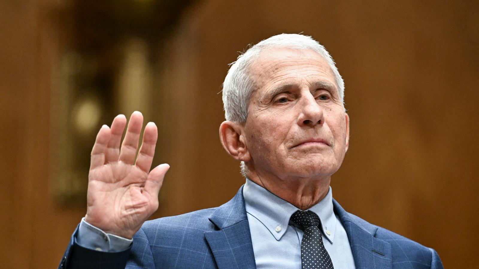 Dr. Anthony Fauci is sworn in during a Senate Homeland Security and Governmental Affairs committee hearing on Capitol Hill in Washington, D.C., on Wednesday.