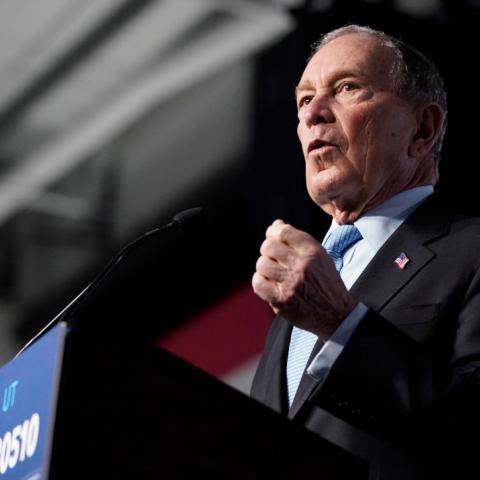 Former NYC Mayor Mike Bloomberg speaking to supporters at an event in Salt Lake City, Utah on February 20, 2020