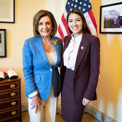 Nancy Pelosi with Representative AOC